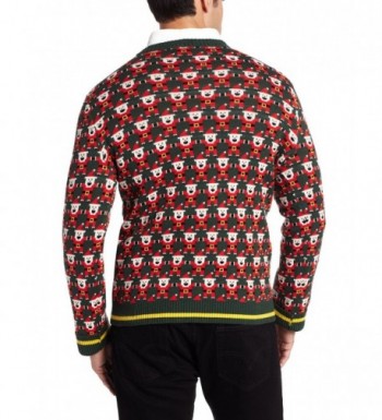 Men's 8 Bit Santa Ugly Christmas Sweater - Green Beret - CM11F9HSGGB