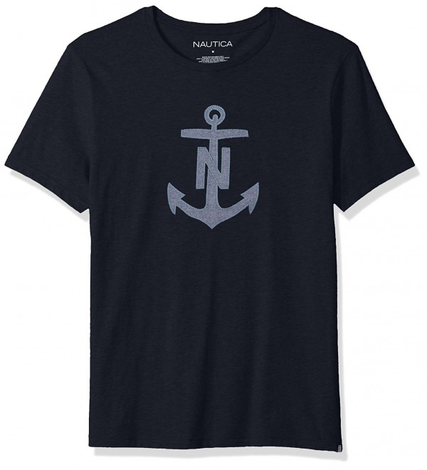 Men's Short Sleeve Crew Neck Cotton T-Shirt - True Navy - C4186OAUDLW