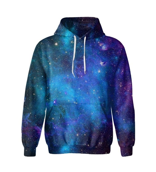 Men's 3D Galaxy Print Pullover Casual drawstring Sweatshirt Hooded ...