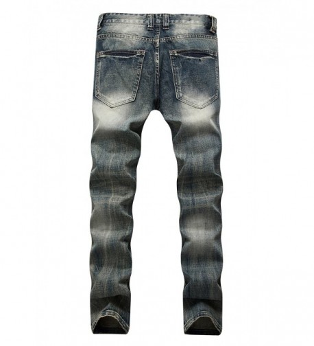 Men's Ripped Distressed Destroyed Straight Fit Washed Denim Jeans ...