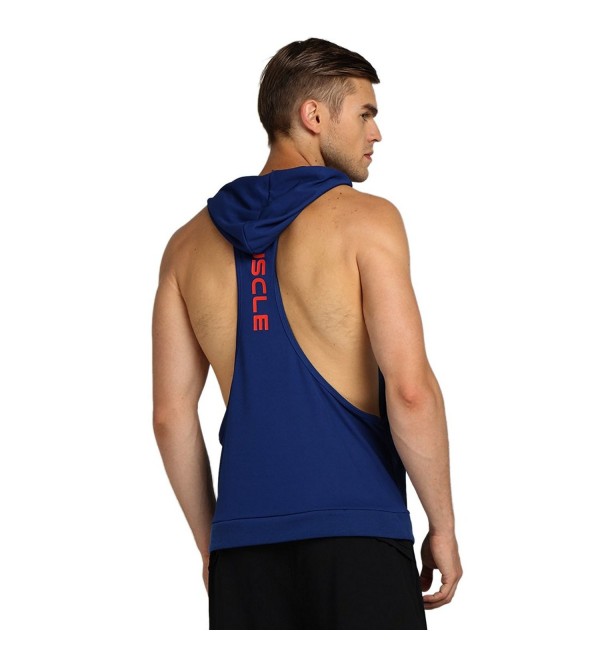 Mens Bodybuilding Stringer Hoodie Gym Tank Top Racerback Hoodie - Dark ...