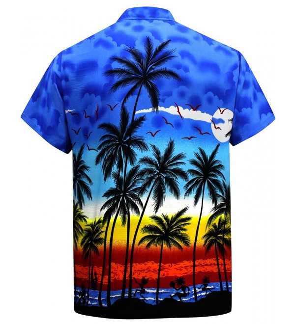 Leela Hawaiian Tropical Casual Sleeves - Royal Blue Beachview Palm ...