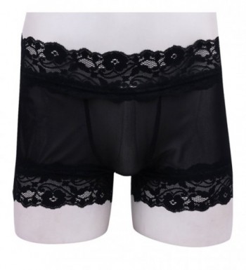 Men's Sexy See Through Lace Floral Open Back Boxer Briefs Shorts ...