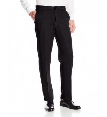 Men's Textured Stria Classic-Fit Plain-Front Dress Pant - Black ...