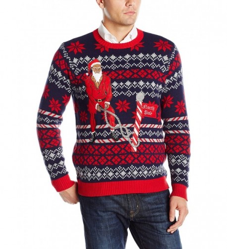 Ugly Christmas Sweater Men's Santa Claws - Black - CK12M2DLPFN