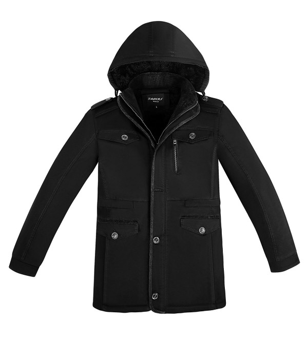Men's Winter Thicken Fleece Warm Jacket with Removable Hood Outwear ...