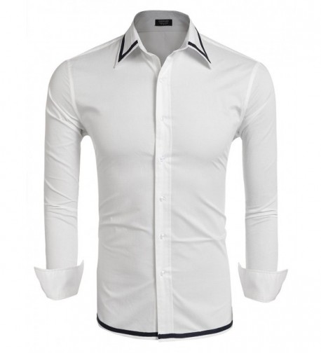 Mens Slim Fit Business Casual Button Down Dress Shirts - White ...