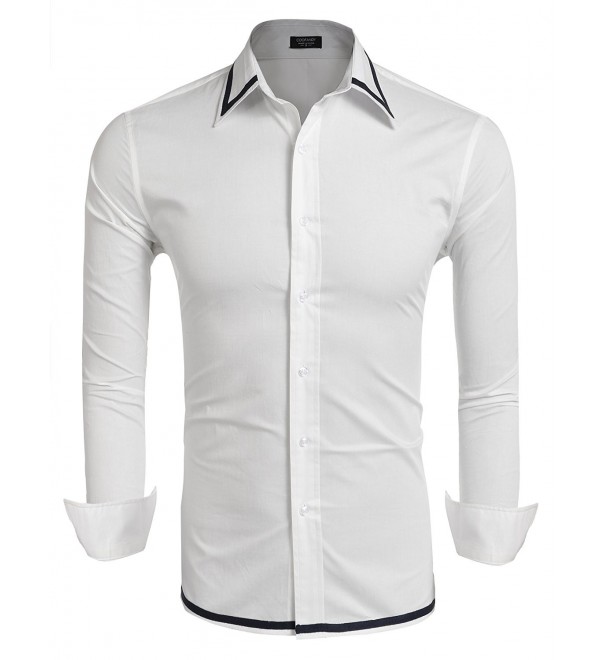 Mens Slim Fit Business Casual Button Down Dress Shirts - White ...