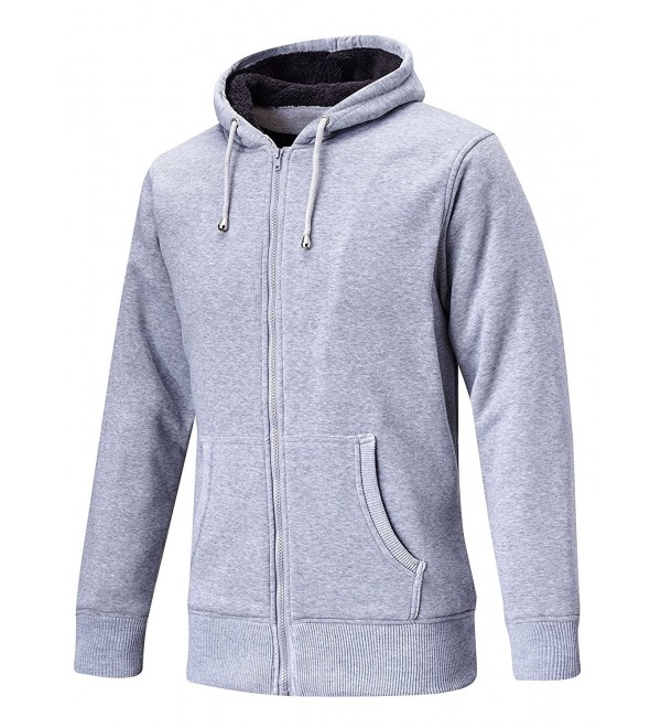 Men's Premium Fleece Full Zip Hoodie Hooded Sweatshirt - Gray - CD1880RR00U