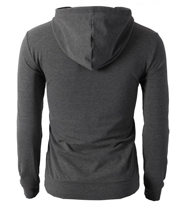Mens Casual Slim Fit Long Sleeve Color Block Hoodie With V- Design Line ...