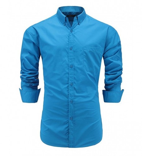 Men's 100% Cotton Slim Fit Long Sleeve Solid Button Down Dress Shirt ...