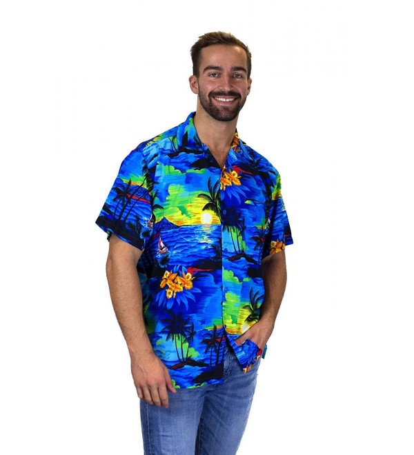 Funky Hawaiian Shirt For Men Short Sleeve Front-Pocket Surf Multiple ...