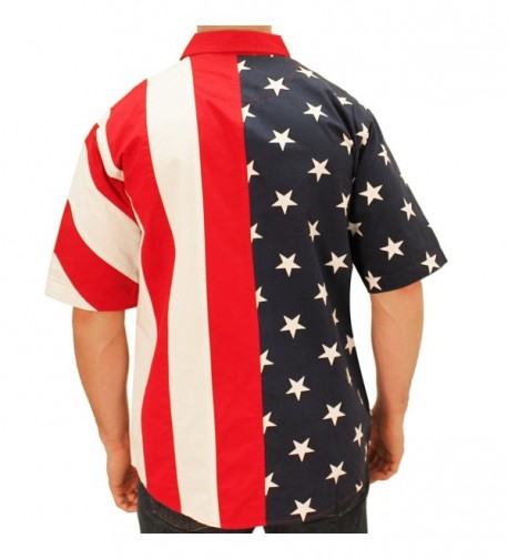Men's Half Stars Half Stripes American Flag Woven Polo Shirt - C711XBG7CDZ