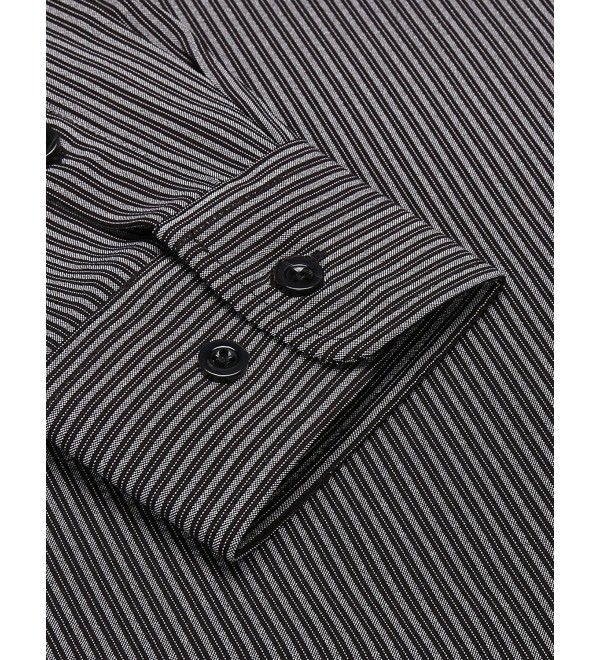 Men's Wrinkle-Free Classic Vertical Striped Long Sleeve Dress Shirts ...