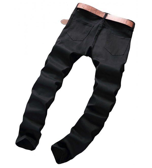 Men's Slim Fit Stretch Destroyed Ripped Skinny Denim Jeans - Black ...