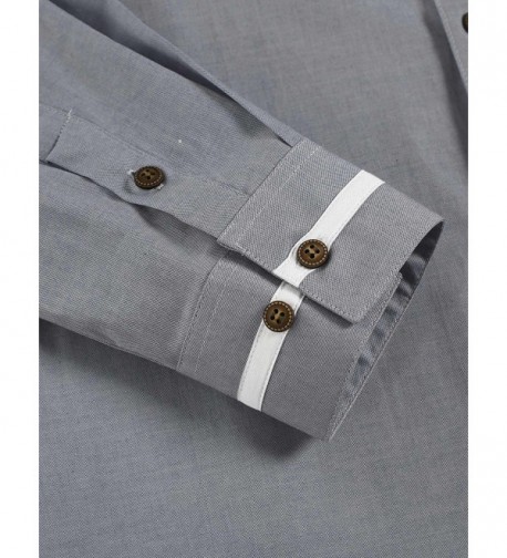 Mens Casual Long Sleeve Mandarin Collar Button Down Shirt - Gray ...
