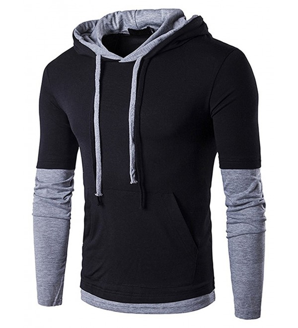Men's Hooded Shirts Casual Slim Fit Long Sleeve T Shirt Hoodies - B26 ...
