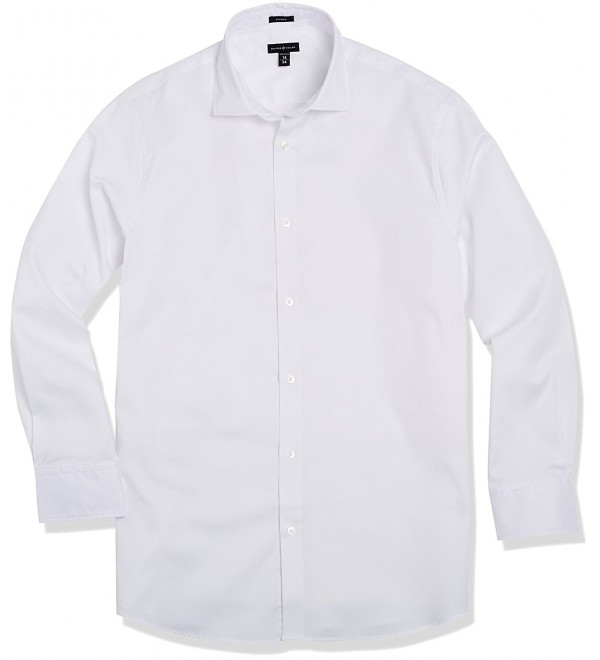 Men's Classic Fit Midweight Spread Collar Solid White Casual Shirt ...