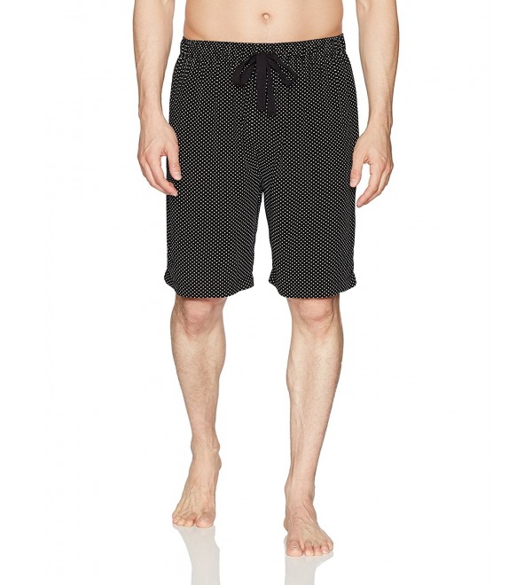 Men's Printed Rayon Woven Pajama Short - Black Polka Dot - CK17WUG5E9D