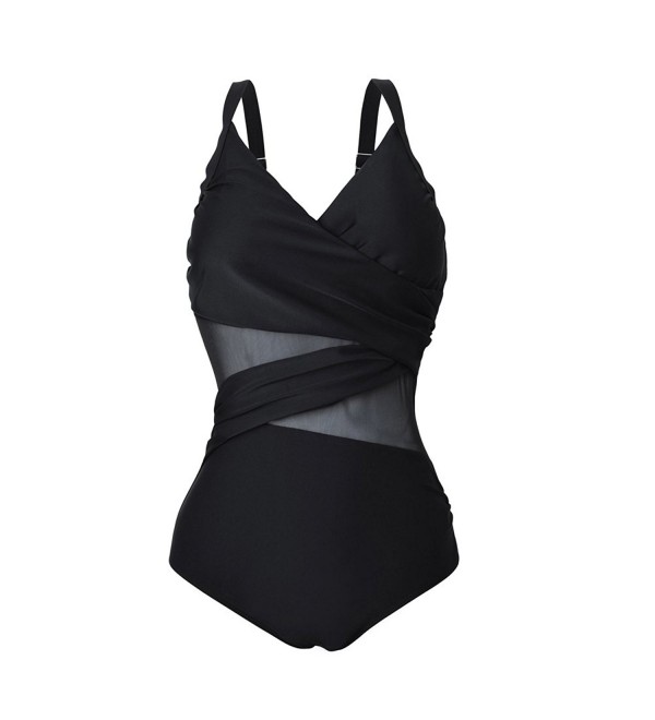 Women's V Neck Bikini Set Push-up Padded Swimsuit Swimwear - Black ...