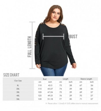 Women's Sexy Plus Size Sheer Mesh Back Lace Long Sleeve Patchwork Top ...