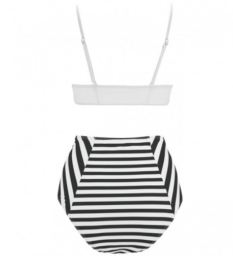 High Waist Striped Bikini- Black and White Padded Bralette Swimsuits ...