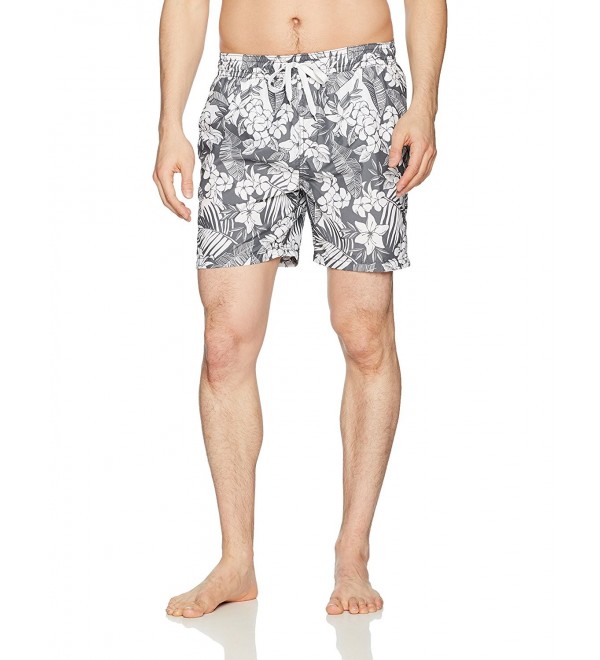 Men's Jake Floral Quick Dry Beach Volley Swim Trunk - Charcoal ...