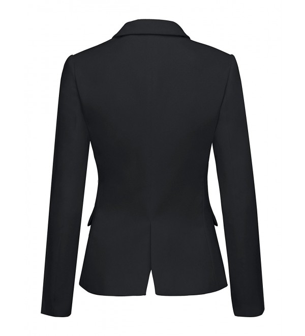 Women Business Casual Notched Lapel Pocket Work Office Blazer Jacket ...