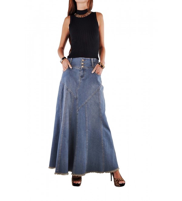 Fantastic Flared Long Jean Skirt - CQ11LP85E9P