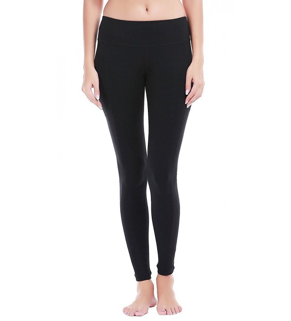Womens Power Mesh Yoga Pants- Mid Waist Leggings Tummy Control Running ...