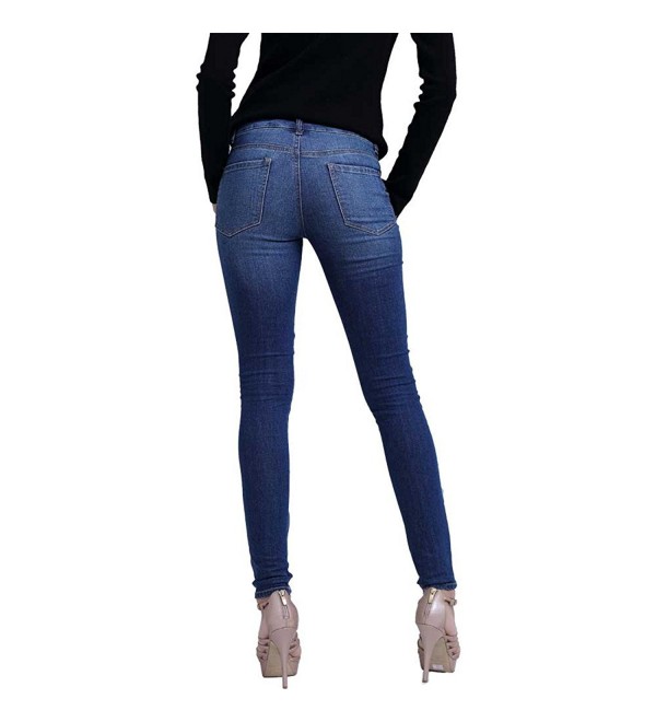 Women Slimming Skinny Jeans Tight Demin Pencil Pants - Blue - CB17YCY87E4